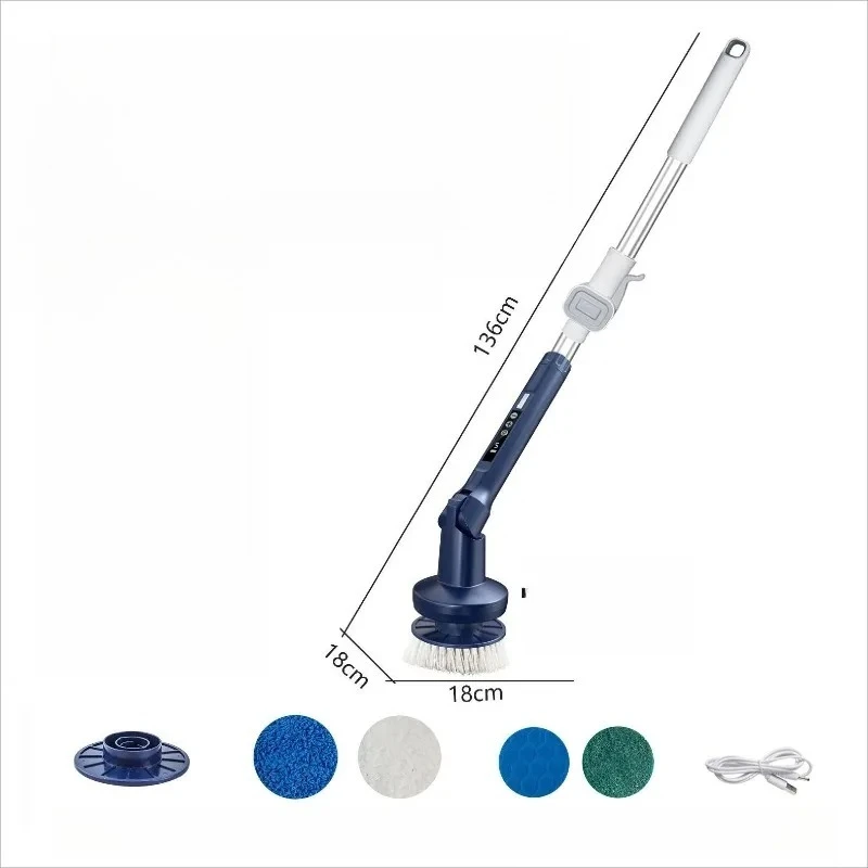 

Adjustable multi-function electric cleaning brush handle telescopic multi-brush head fully covers the ground