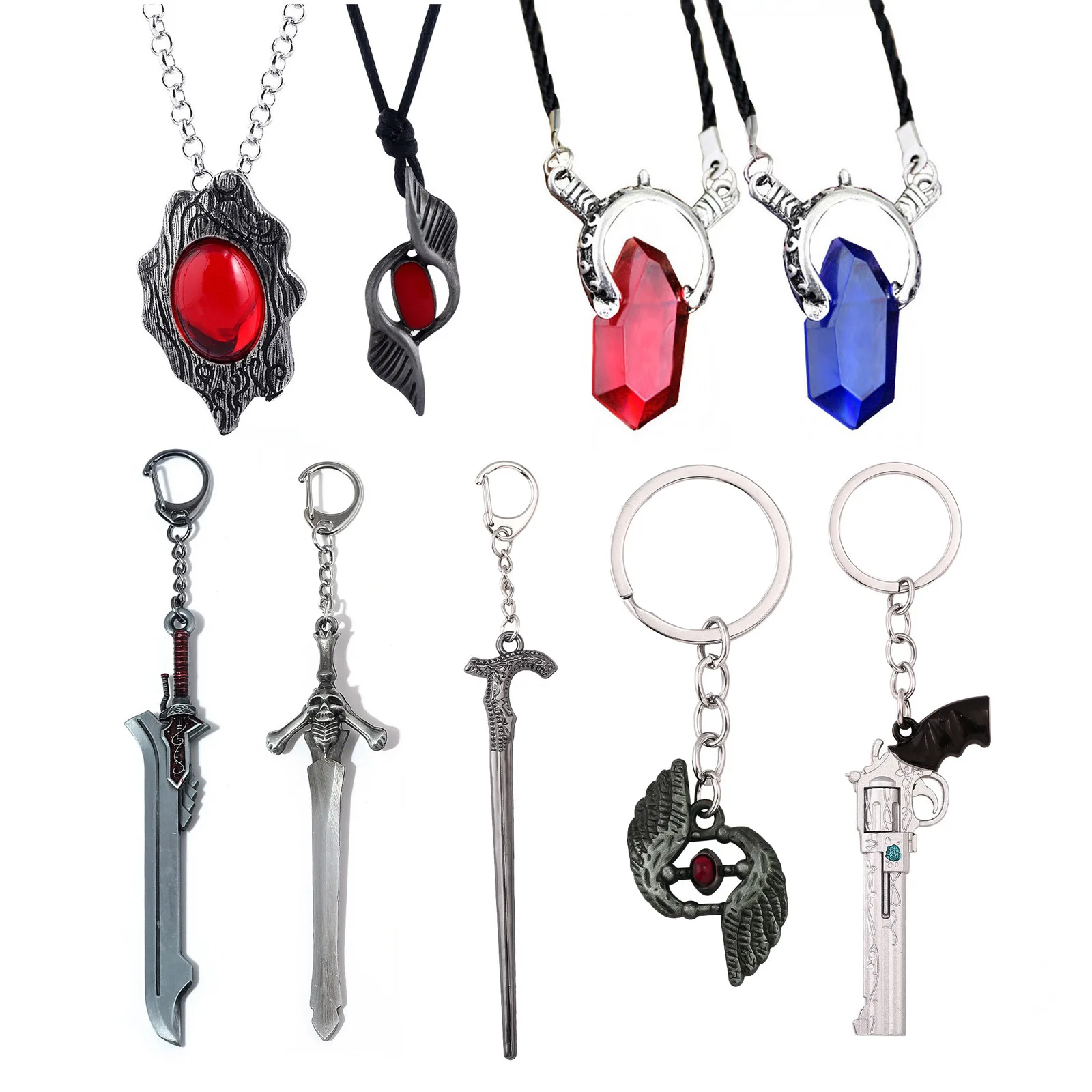 Anime diabo pode chorar dante modelo espada rebelião lâmina chaveiro ébano rosa pistola carmesim rainha colar pingente unissex jóias