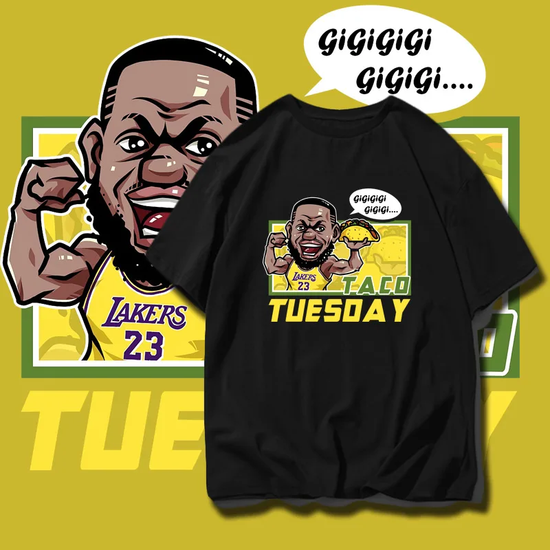 

Футболка Jame's Taco из чистого хлопка, дышащая, модная, свободного кроя, большого размера, с круглым вырезом, в стиле Corn Roll