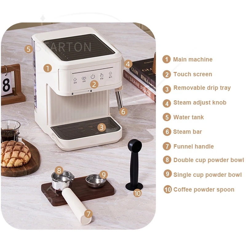 Espresso Machine Automatic Milk Frother Foam Latte Steam 20bar Coffee Maker Extractor Cappuccino Brew