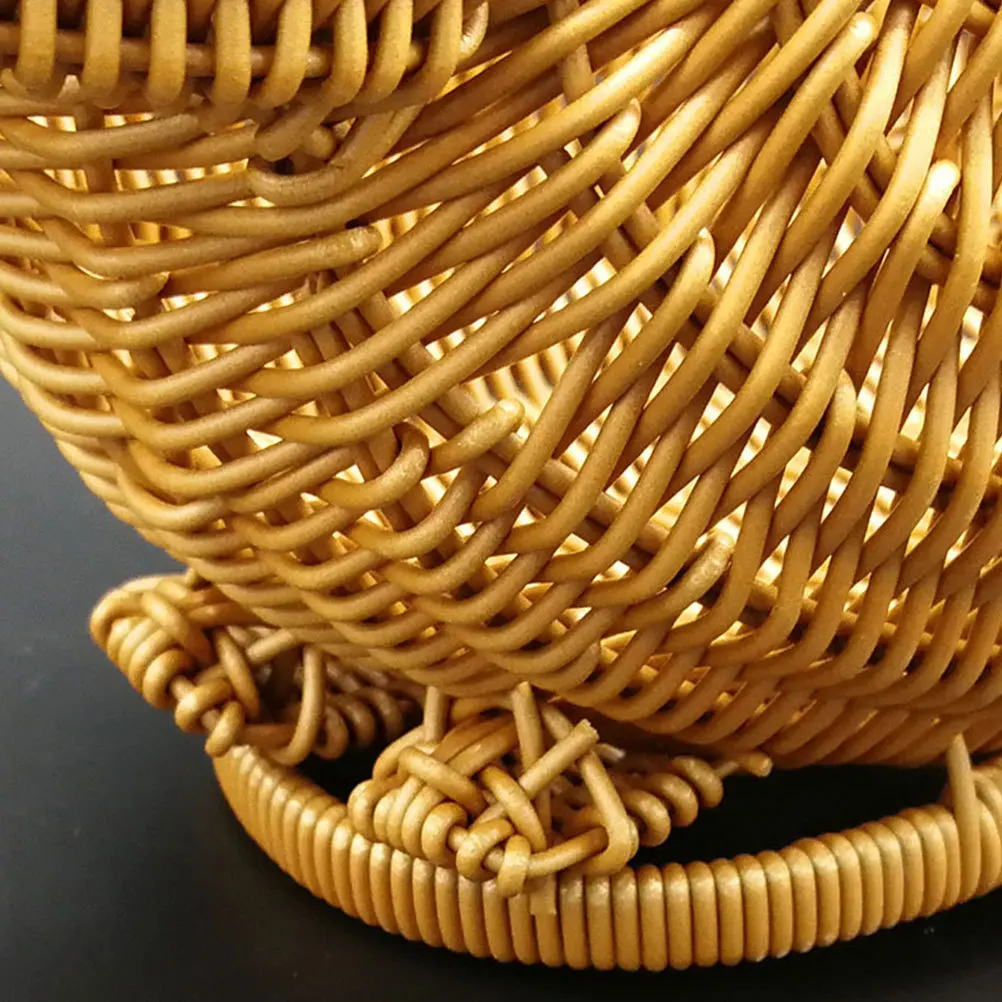 

Large Simulation Rattan Basket For Bread Fruit Snack Storage Woven Desktop Organizer Home Hotel Bathroom Decor