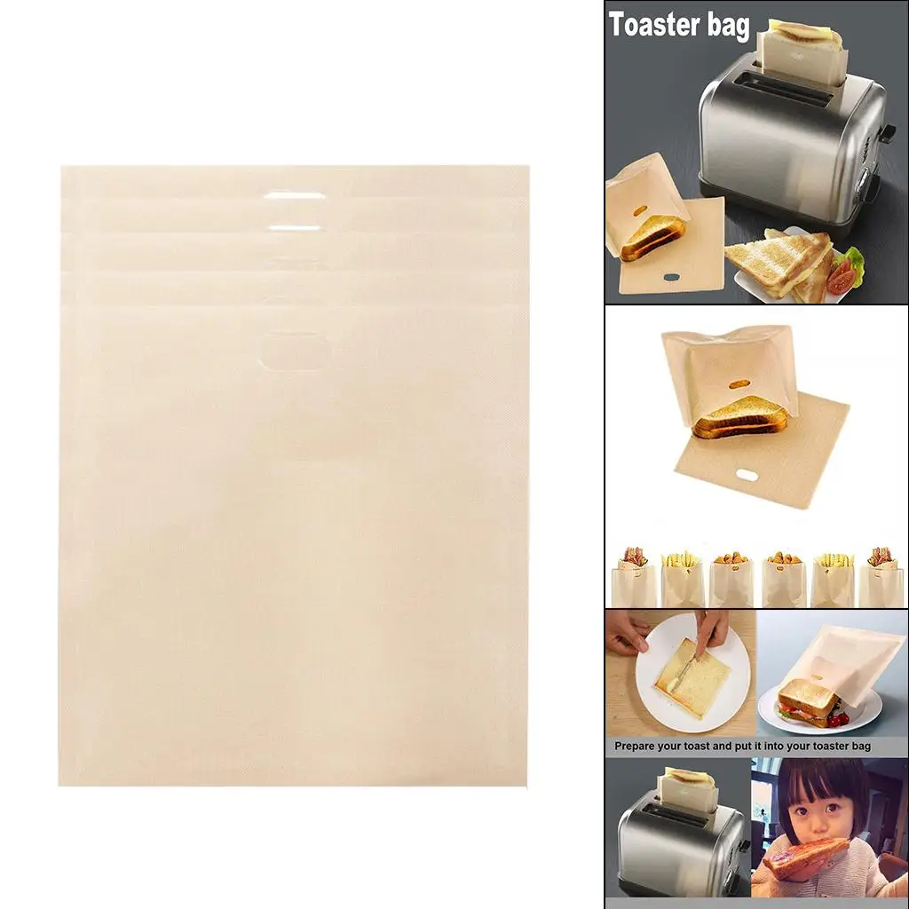 Reusable Toaster Sandwich Bags Non Stick Food Grade Pocket for Grilled Cheese Pizza in Microwave Oven view 3