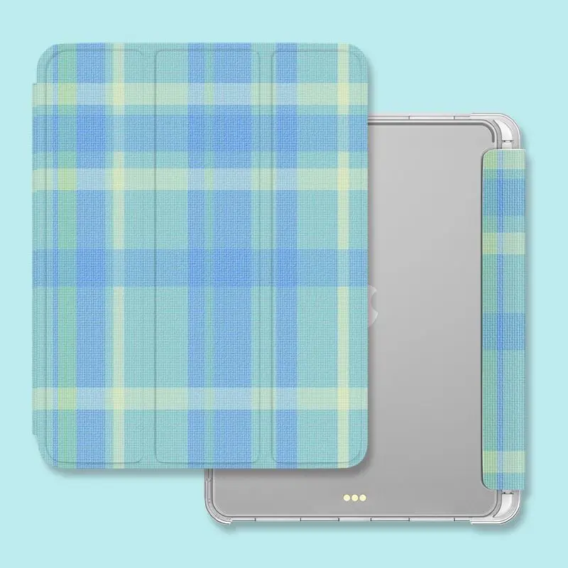 Neutral Checkered iPad Tri-fold Case Pro11 Air7/8/6 9th 10.2 Mini6 Pen Slot