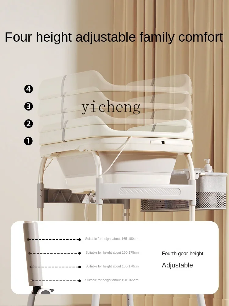 Image 5: Table à langer XL, bureau de soins pour bébé, rangement multifonctionnel avec baignoire, Table de soins pour bébé