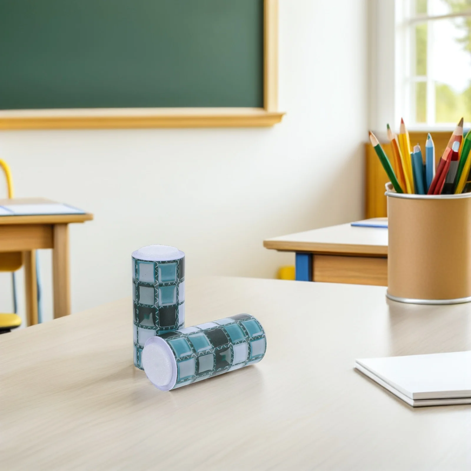

2 Rolls Checked Bulletin Board Borders Peel Stick Self-Adhesive Wall Chalkboard Border Trim School Office Classroom