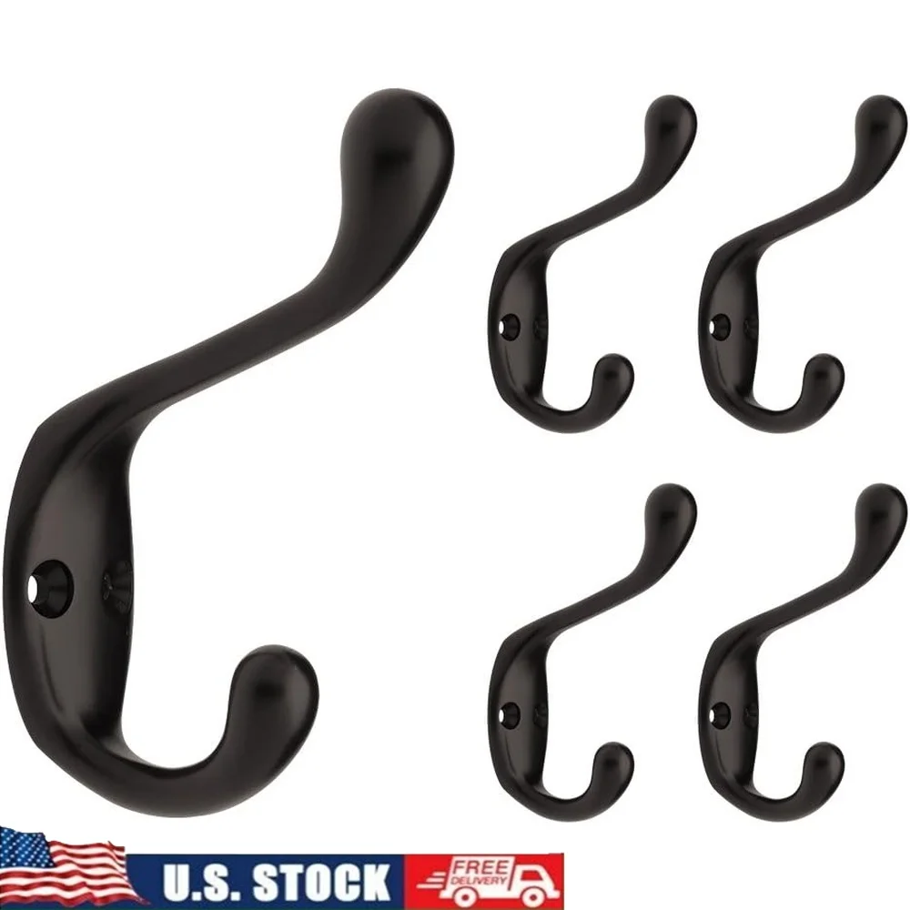 

Heavy Duty Wall Mounted Coat and Hat Hook Matte Black Durable Metal 35 lbs Capacity Includes Mounting Hardware Home Organization