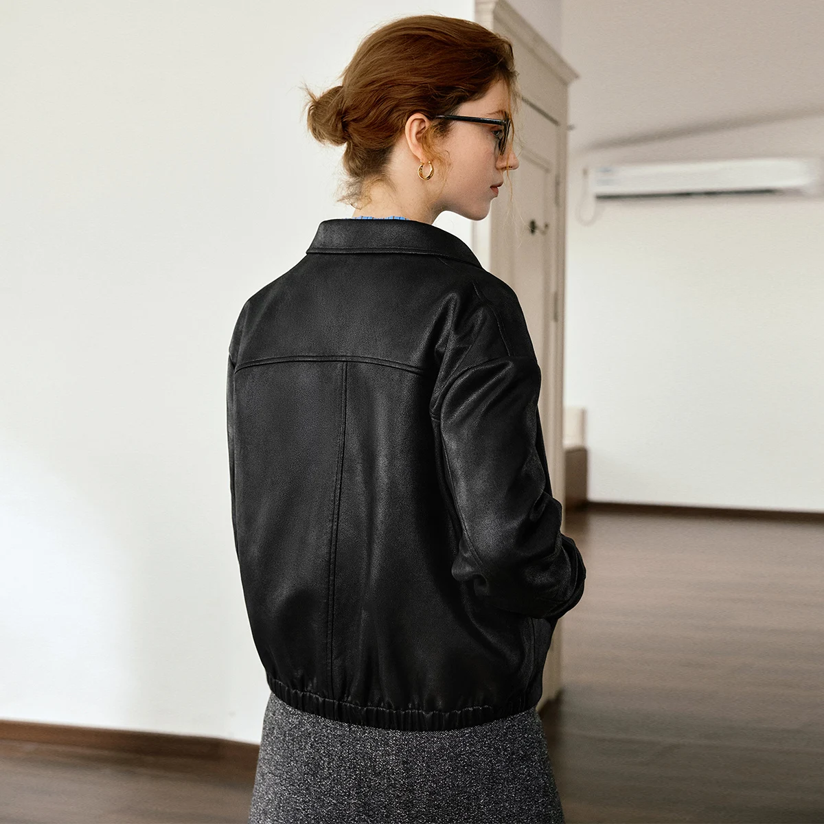 OLrain Giacca da donna in ecopelle Manica lunga Risvolto Giacche corte larghe 2025 Autunno Solid Cerniere Top eleganti e cool GO57QW000362