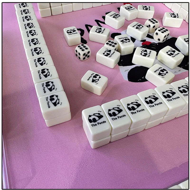 Mini Draagbare Reizen ivoor kleur Panda Mooie 26/30mm Thuis Hand Spelen Mahjong 144pcs reizen Grappige Familie tafel Bordspel MJ39