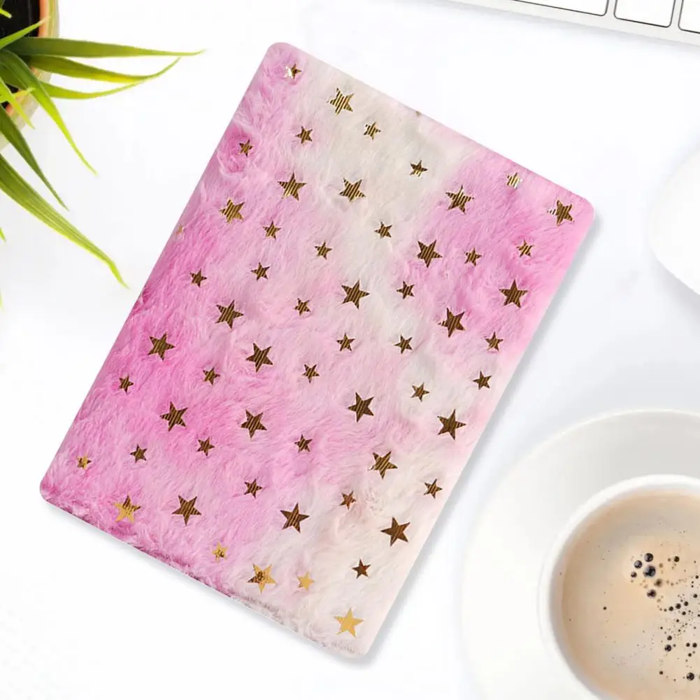 Cuaderno de felpa, diario de Color degradado caprichoso, patrón de corazón de arcoíris de felpa, diario para niñas con cerradura, secreto A5 para escribir para niños