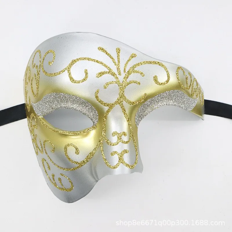 Masquerade Mask Men's Italian Prom Mask Vintage Phantom of The Opera One Eyed Half Face Venetian Roman Samurai Mask Easter Props - view 4