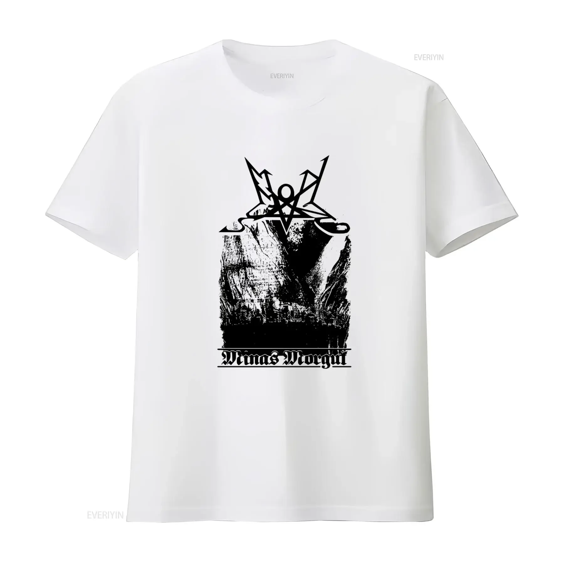 Summoning Minas Morgul Black and White Metal Band T Shirt for Men vintage Washed Casual Top For Everyday Wear Comfortable