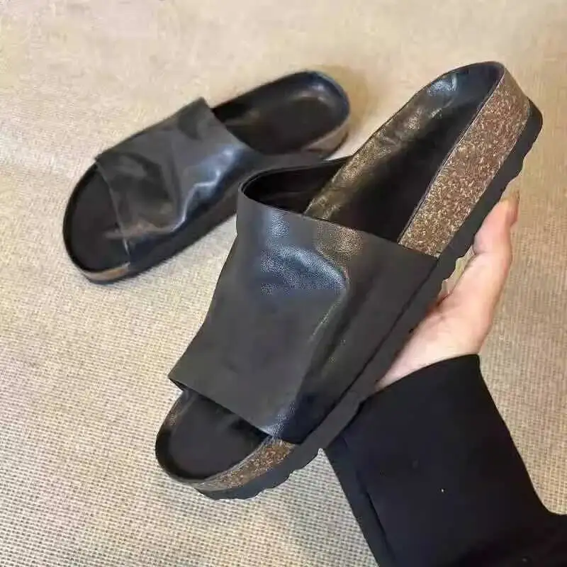 Designer Fashion Women's Suede Mules Slippers Men Clogs Cork Insole Sandals With Arch Support Outdoor Beach Slides Home Shoes