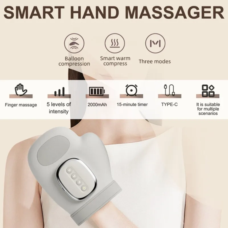 Wireless Electric Hand Massage Machine Finger Joints Relax Air Pressure 5 Levels Hand Massager for Arthritis and Carpal Tunnel
