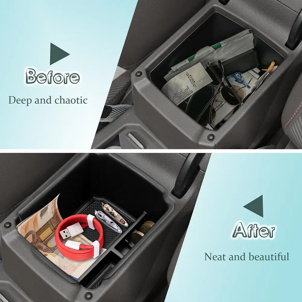 Car Armrest Storage Box Tray for VOLKSWAGEN VW Tiguan 2018-2022 2023 And Taos 2022 2023 Auto Storage Accessories E7X3