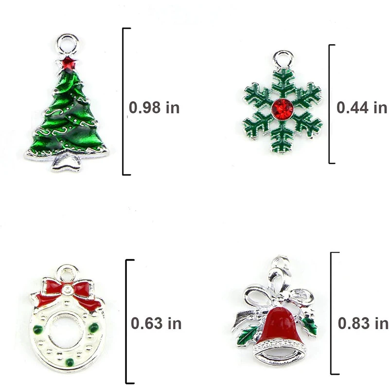 20Pcs Enamel Charms Christmas Tree Snowflake Garland Bell Pendants for Necklace Bracelet Ankle Earring Jewelry DIY Making