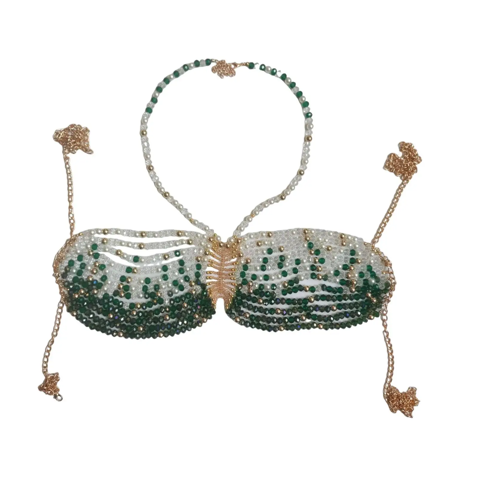

Body Chain Bra Fashion Novelty Bikini Jewelry Boho Bra Beading Chain for Beach Photo Props Nightclub Dress up Music Festivals