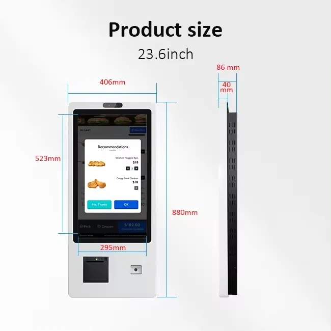 Bestelmachine Digital Signage Kiosk 32-inch Self Service Stand Kiosk POS-machine Touchscreen Betalingsrestaurant
