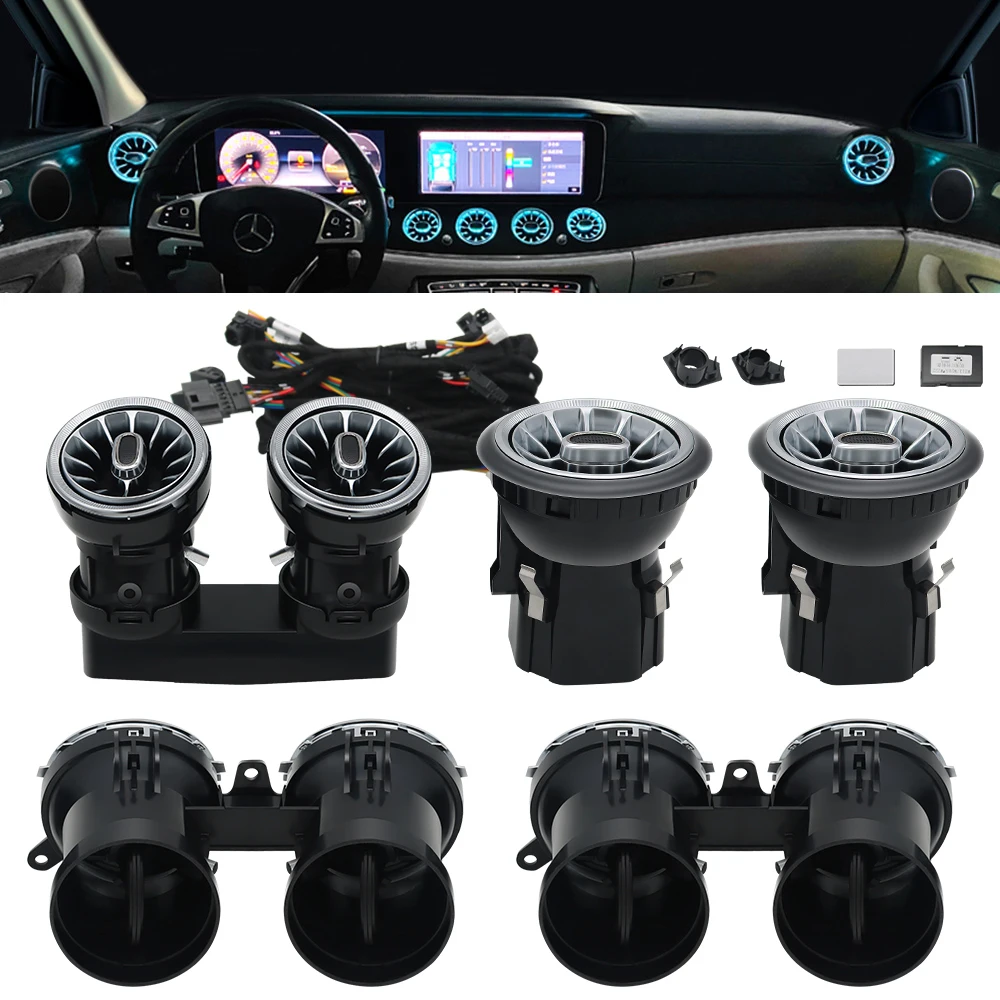 

For Mercedes Benz Accessories W213 E-Class LED Turbine Nozzle Air Vents with Ambient Light front rear 64Color RGB Interior Refit