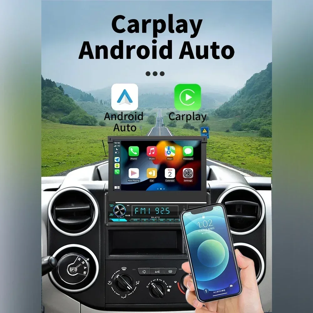 Android Auto Multimedia 1Din Radio 7 "Einziehbarer Bildschirm für FIAT ULYSSE 1994-2001 Stereo Head Unit Carplay Android Auto GPS WIFI