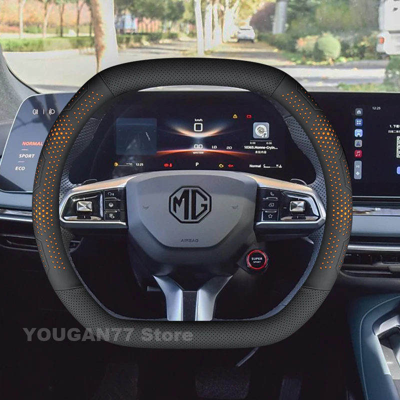 Leather Car Steering Wheel Cover For ALL NEW MG ONE Mg4 EV Mulan Zs Hybrid MG ONE HS EHS ES5 MG7 2024 2025 Auto Accessories