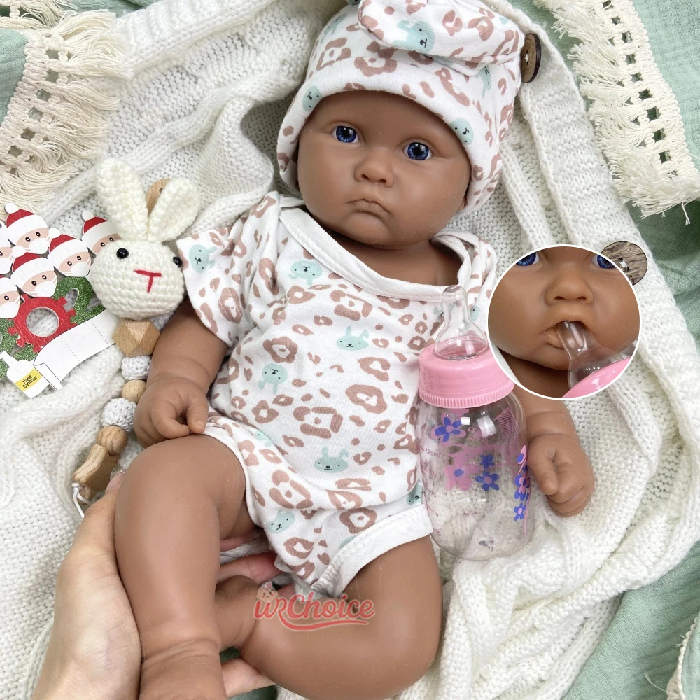 

Realistic Full Body Silicone Reborn Baby Girl 45cm Can Open Mouth Doll Lifelike Weighted Companion Doll for Emotional Support