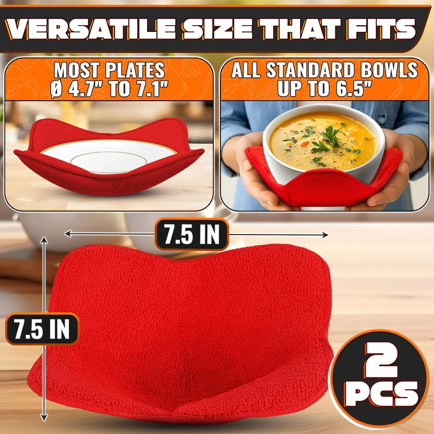 Microwave Bowl Cozy Quilted Heat Resistant Holder for Bowls Plates Soup Food Kitchen Insulated Protector Pot Holder Hot Pads Set - view 2
