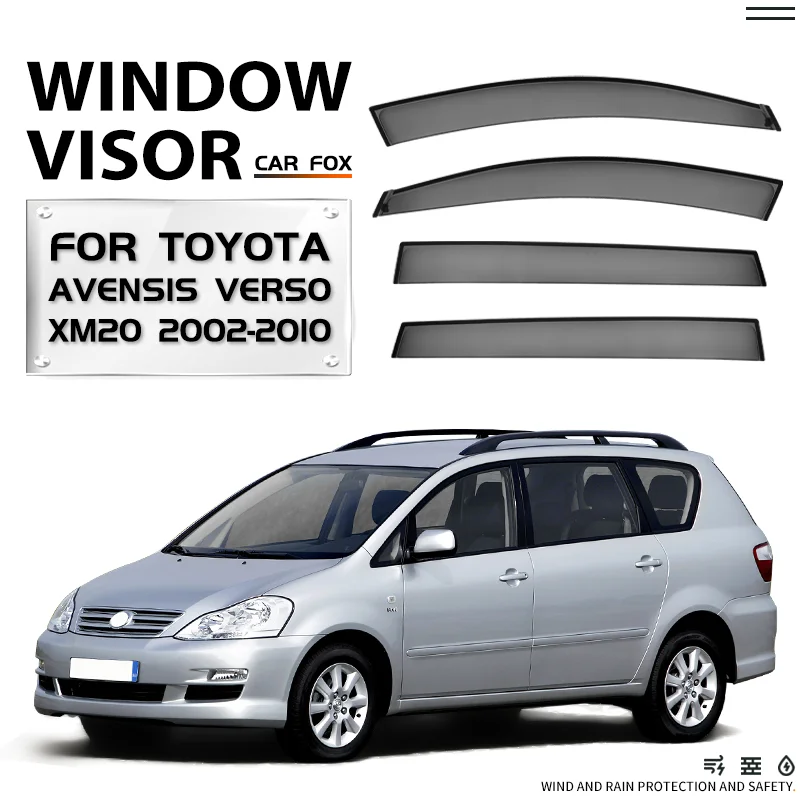 

For Toyota Avensis Verso XM20 2002-2010 Plastic Window Visor Vent Shades Sun Rain Deflector Guard For Toyota Avensis Verso