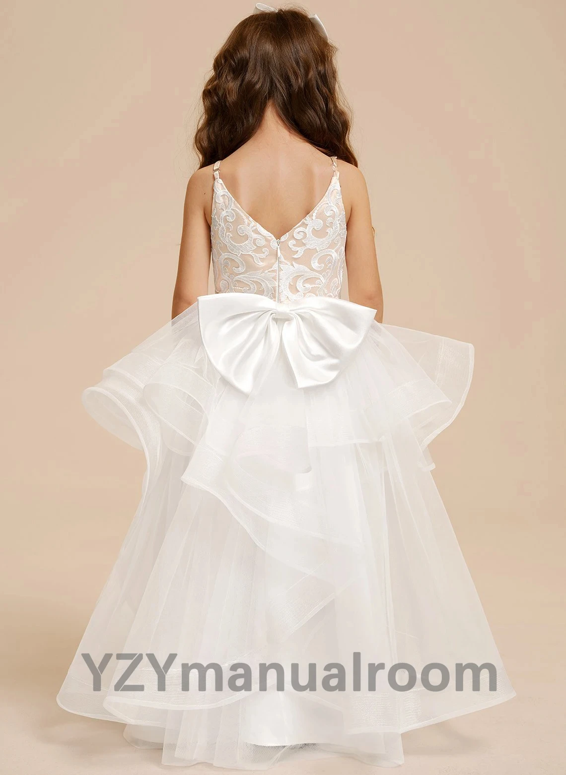 فستان حفلة موسيقية/أميرة رقبة على شكل V طول الأرض دانتيل/فستان فتاة الزهور من التول يكتب مراجعة/فستان فتاة الزهور للمراهقين/مخصص