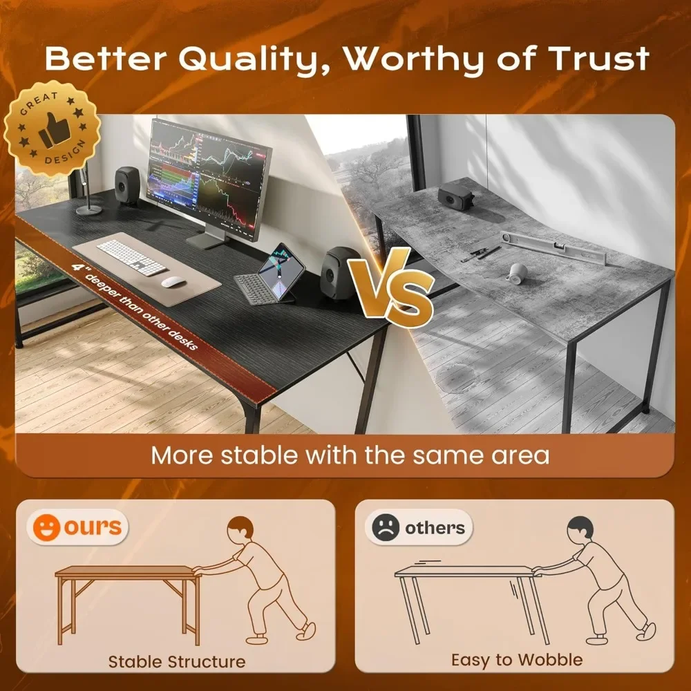 โต๊ะคอมพิวเตอร์ตั้งโต๊ะขนาดใหญ่ 54x24 นิ้ว - สำหรับเล่นเกม ทำงาน เขียนหนังสือ โฮมออฟฟิศ ห้องอ่านหนังสือ ห้องนอน