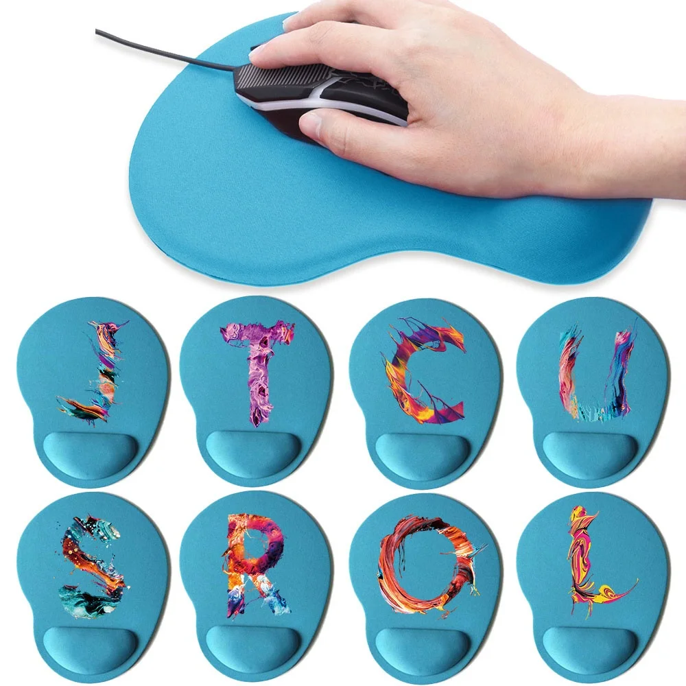 Ergonomic Wrist Rest Mouse Pad Comfortable Oval Thickened Wrist Support Mice Mat Soft Mousepad for Paint Letter Series