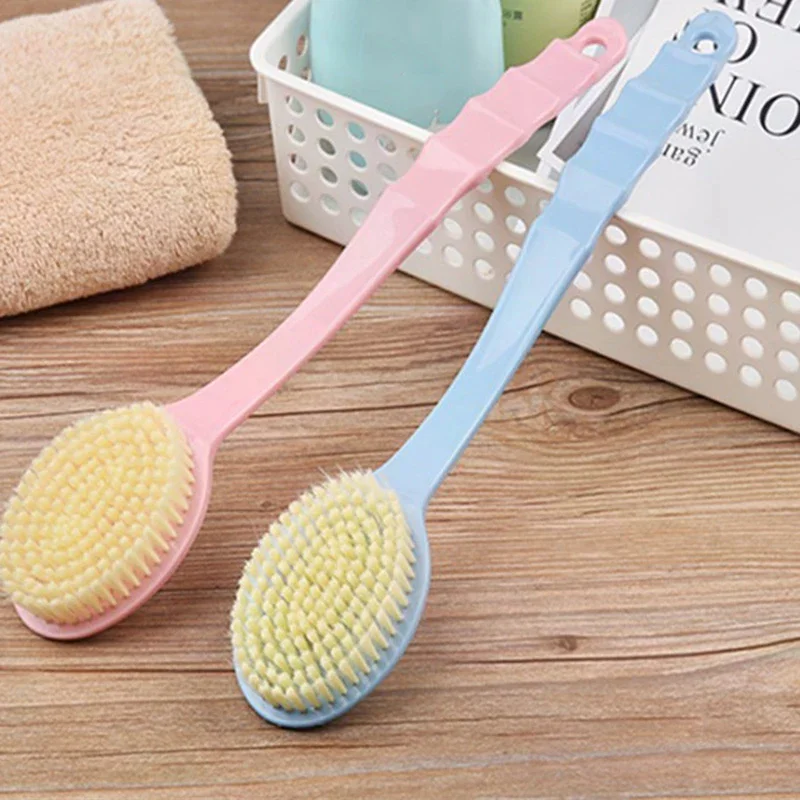 Soft Body Scrubber Shower Exfoliating Scrubs Long Handle Bath Brush Exfoliator Skin Massager Cleaning Brush Bathroom