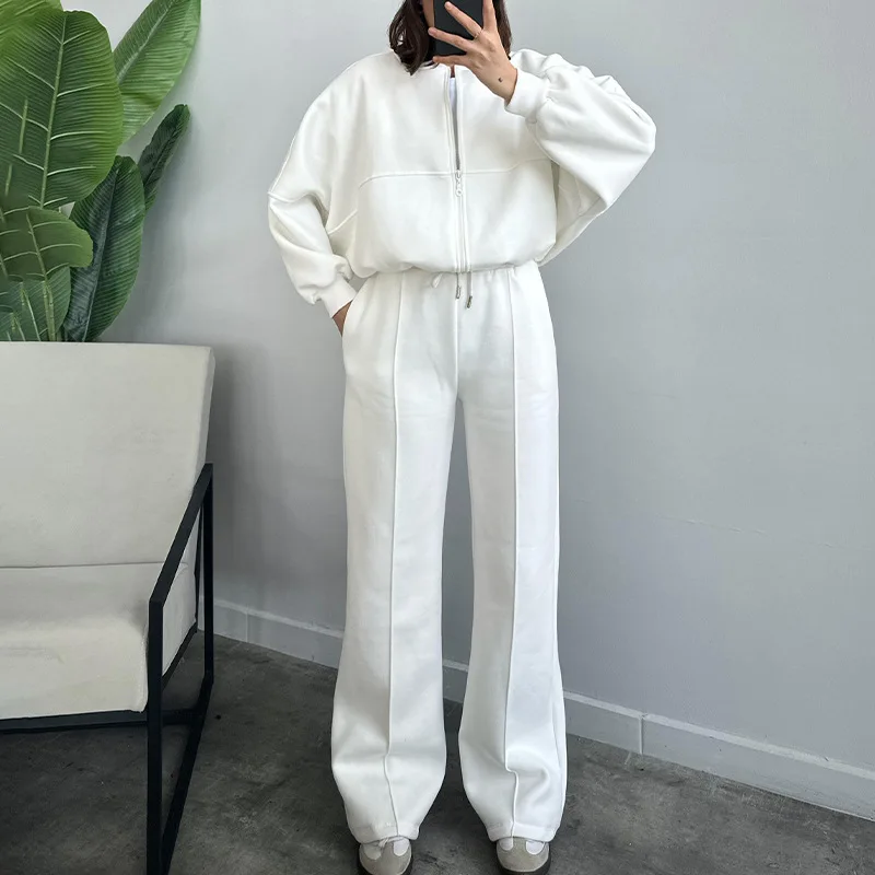 Conjunto de dos piezas de cárdigan simple para mujer, elegante, deportivo, informal, color sólido, novedad de 2024