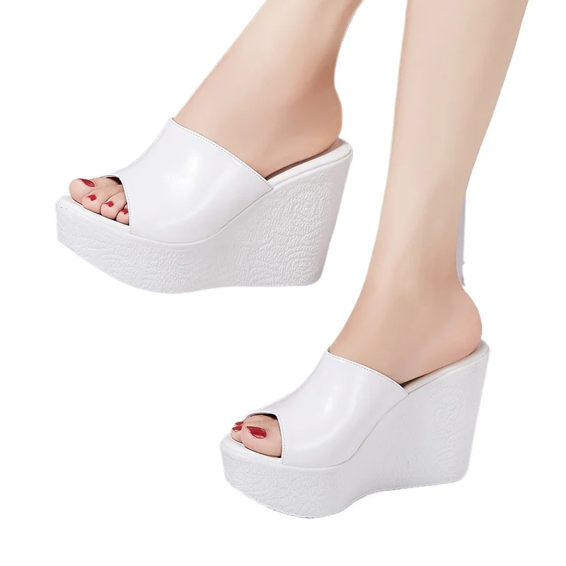

Size 34-41 Genuine Leather Summer Wedges Heeled Slippers Ladies Shoes for Women Peep Toe Outside Women's Female Platform Sandal