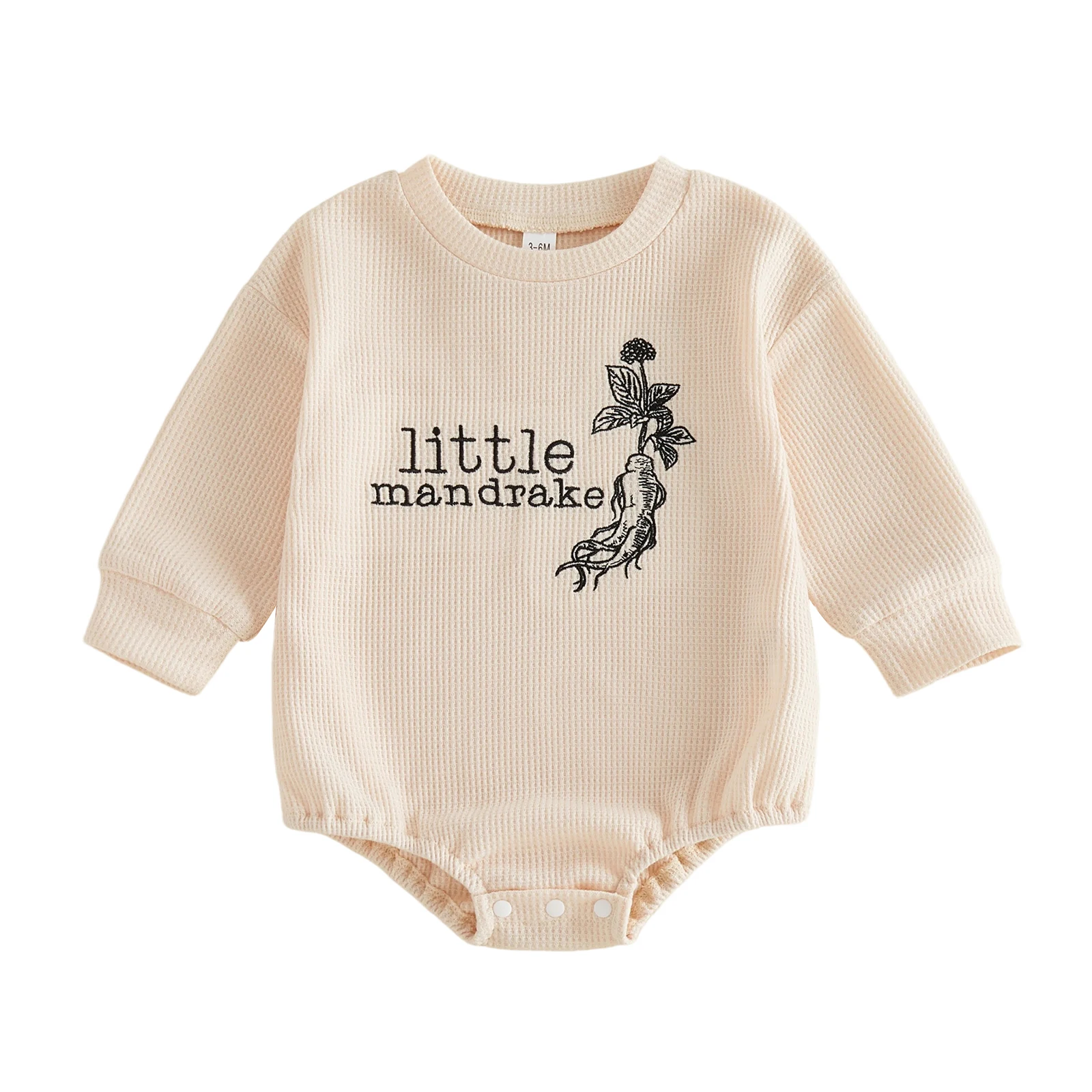 Mono de otoño para bebé niño, a la moda, de manga larga, con letras y bordado de ginseng