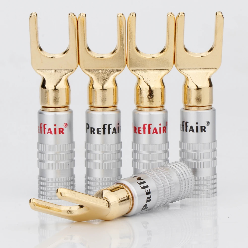 Preffair SY1522 24K مطلية بالذهب المجرف التوصيل موصل طرفي المتكلم تمديد كابلات محول Y التوصيل كابل مكبر الصوت