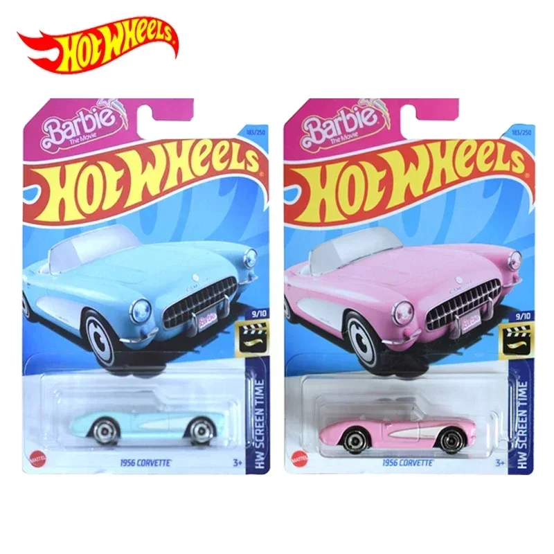 Mattel-Hot Wheels Car Barbie, película 1956 Corvette 1/64, fundido a presión, juguetes para niños, modelo de Juguete, Colección Voiture, regalo para