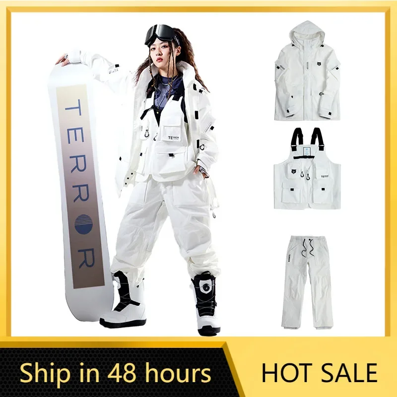 

TERROR SNOW-Ski Suit Set для мужчин и женщин, ветрозащитный, водонепроницаемый, теплая куртка и брюки, полный комплект снаряжения для сноуборда