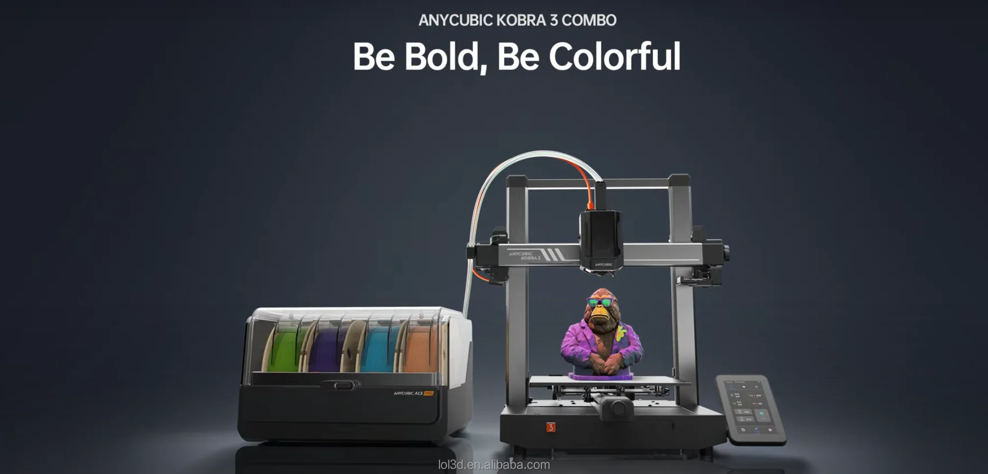 Anycubic Wholesale KOBRA 3 COMBO Multicolor High Speed Max 600mm/s Large Print Size 250*250*260mm Desktop FDM 3D Printer