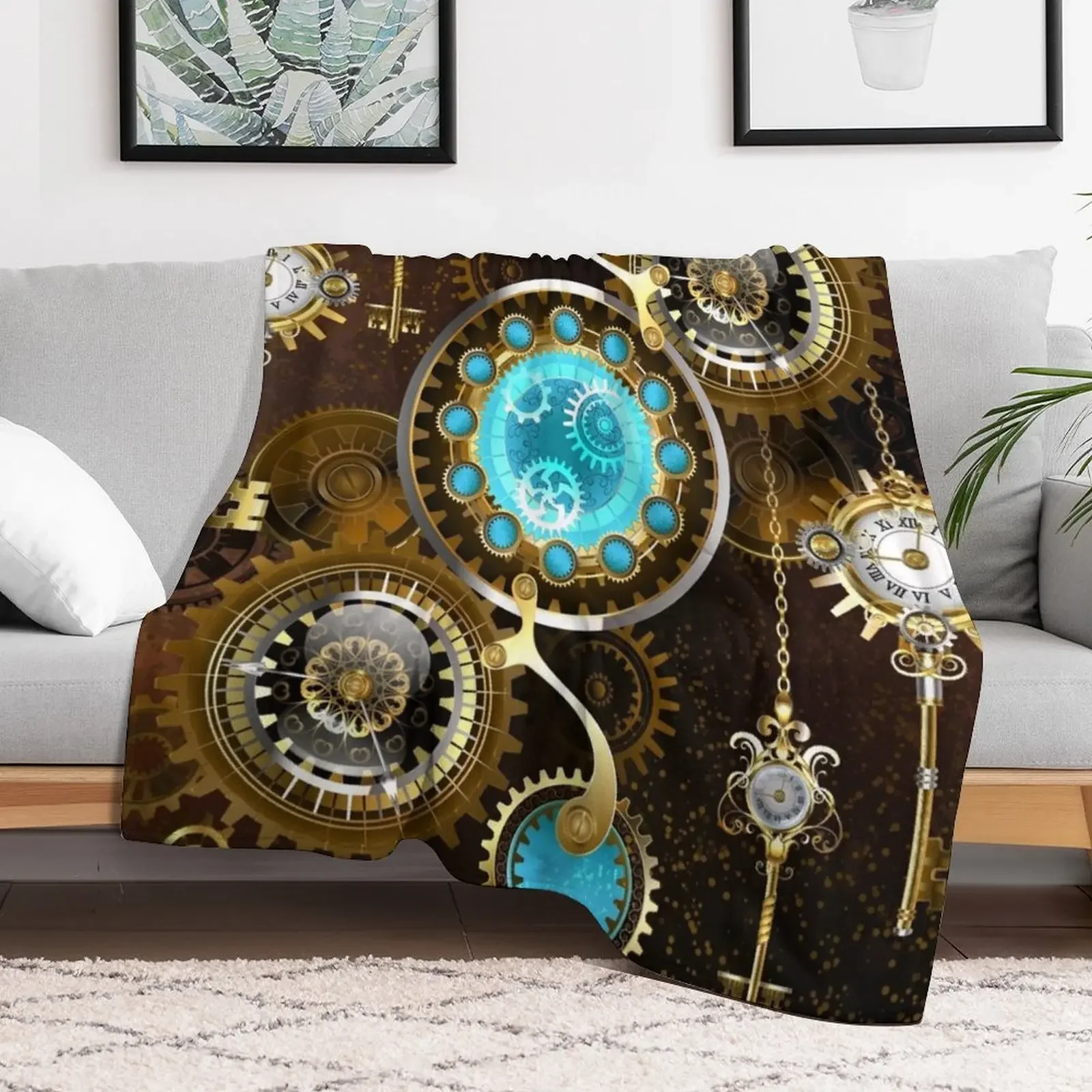 Rusty Background with Turquoise Lenses Throw Blanket Outdoor Soft Blanket for Picnic Beach Camping