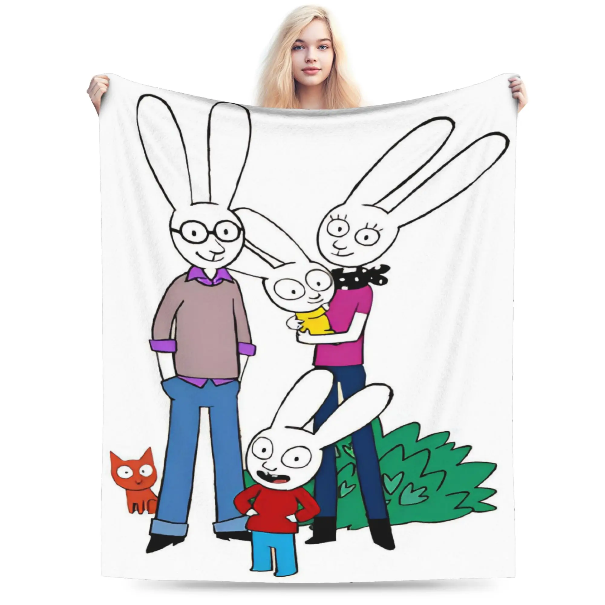 Stylish Simon Super Rabbit Blankets Super Soft Velvet  Relax Throw Blankets Machine Washable