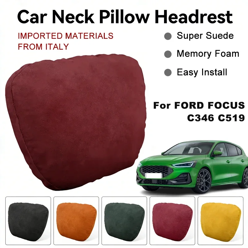 

Italy Suede Car Neck Rest Pillow For FORD FOCUS C346 C519 Seat Head Neck Support Cushion Auto Interior Accessories