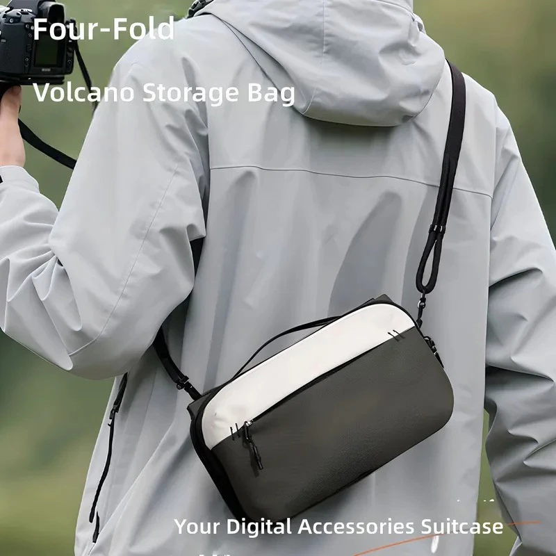 for 2026 New Four Fold Volcano Storage Bag Digital Storage Pocket for 3 Power Bank Storage Bag Commuter Travel
