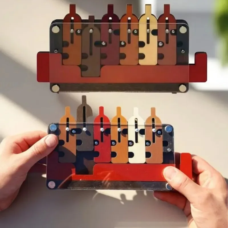 Colorful Wooden Waiter's Tray High-Difficulty IQ Maze Puzzle Ball Rolling Brain Teaser Adults Educational Intellectual Game