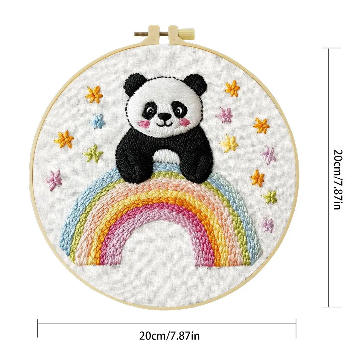 1 Stück 20X20CM/15X15CM 7,87/6,3 Zoll Regenbogen-Panda-Stickerei-Starter-Kit DIY-Kit DIY-Stickerei-Set Handarbeiten Malerei – Detail 4