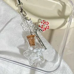 Christmas Wishing Bottle) Winter Snowflake Plush Christmas Phone Chain Christmas Pendant Keychain Bag Buckle Pendant
