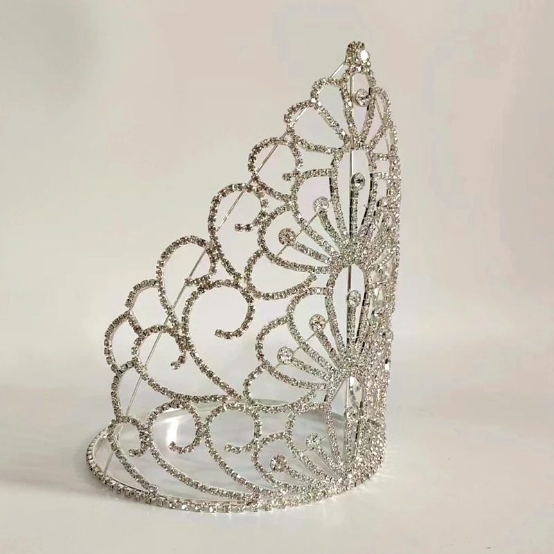 Accessori per capelli da sposa Grandi diademi rotondi Corona di fiori di cristallo Diademi e corone da donna di bellezza per feste di compleanno