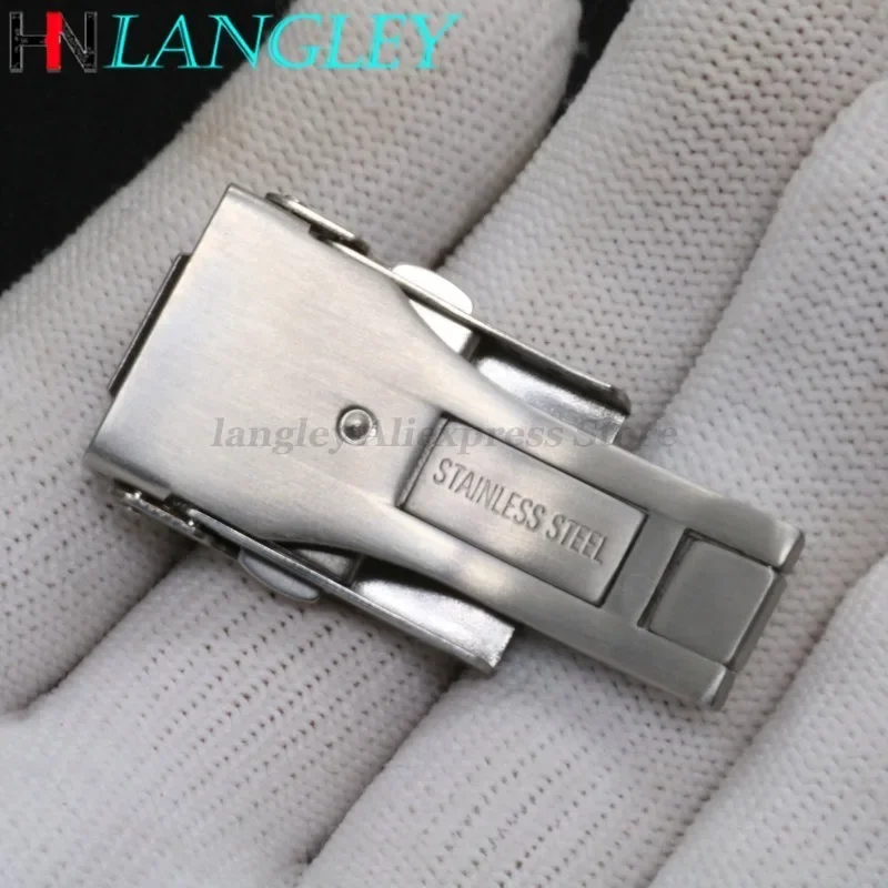 18mm 20mm 22mm 24mm Solid Watch Buckle for Seiko Diving Folding Clasp Stainless Steel Watch Silver Metal Button WatchAccessories