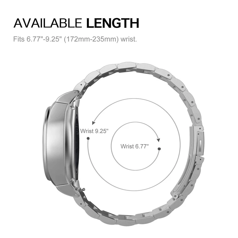 Pulseira de aço inoxidável para Samsung Watch, Metal Band com conector, pulseira de luxo, acessórios GearS2, Gear S2, SM-R720