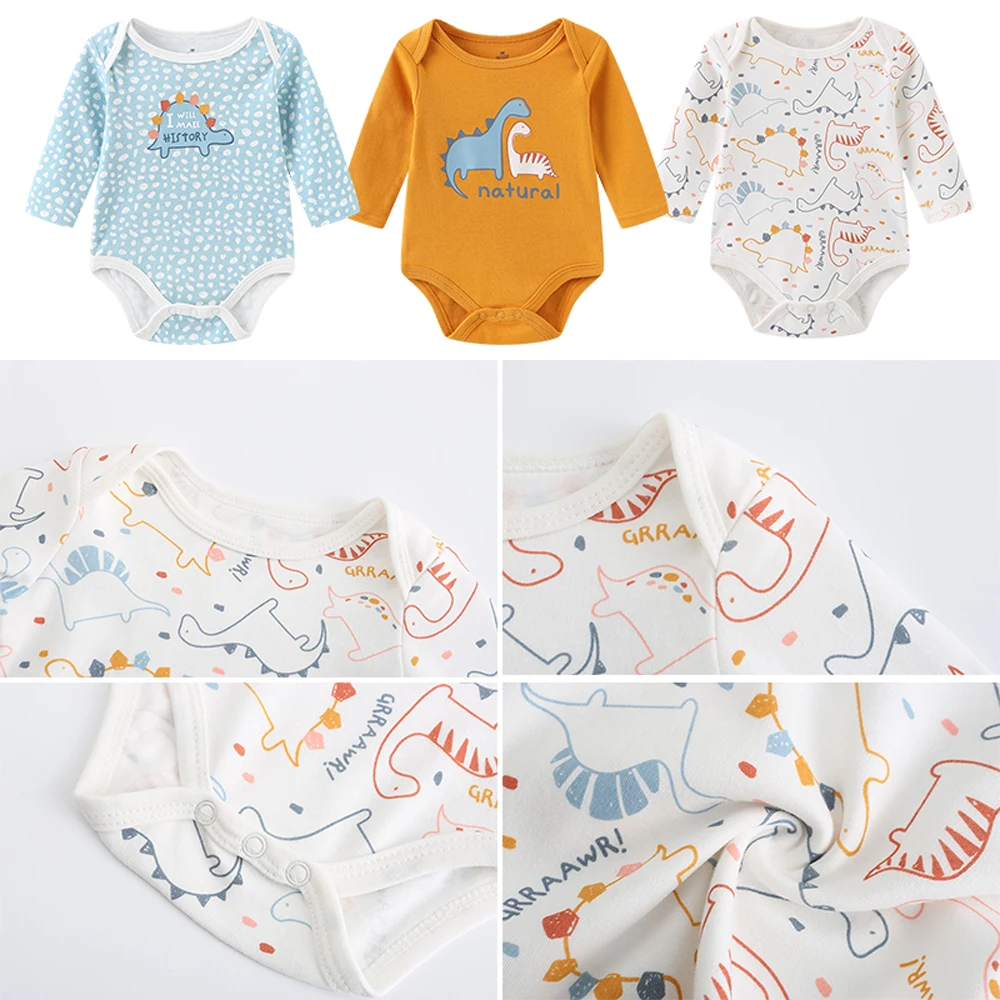 kiddiezoom Spring Autumn Cartoon Long Sleeve Newborn Baby Boy Girl Bodysuits 100%cotton Soft Baby Clothes