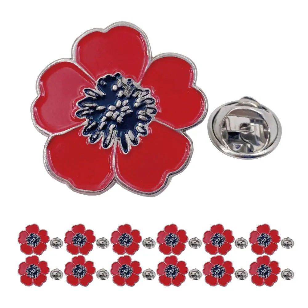 Épingles à revers en émail motif fleur de coquelicot pour le Memorial Day et le Jour des Vétérans, 1 pouce, souvenir pour hommes, femmes, vêtements, sacs, chapeaux